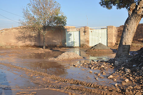 خسارت سنگين شکستن سد در يک روستاي نيشابور